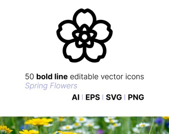 50 spring flowers icons