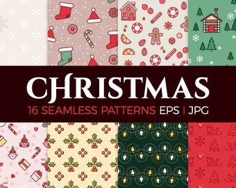 16 Christmas seamless patterns