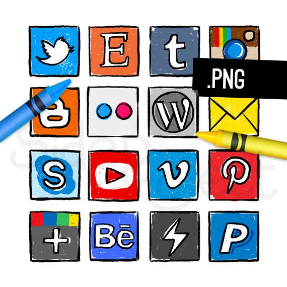 Png Crayon Social Media Icons Etsy