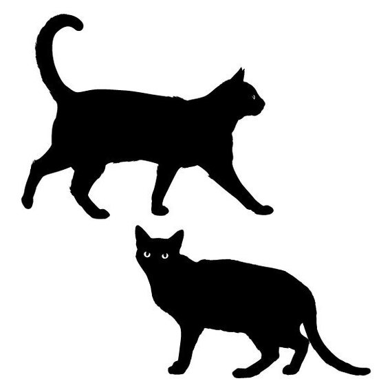 黒猫のシルエット（2箇所） - Etsy 日本