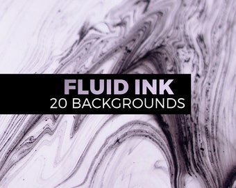 Fluid ink marble landscapes