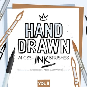 Pinceles de punta fina y redonda y salpicaduras de tinta para Adobe Illustrator