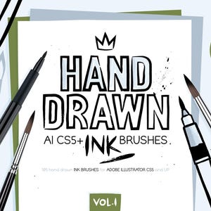 Pinceles de punta fina y redonda y salpicaduras de tinta para Adobe Illustrator