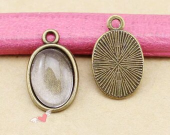 Antique Silver toneAntique Bronze Butterfly Oval Base Setting Tray Bezel Pendant CharmFinding,Fit 10mmx14mm CabochonPictureCameo Findings Jewelry Making & Beading