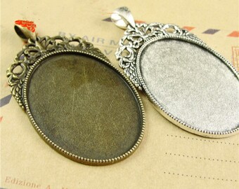 Antique Silver toneAntique Bronze Handmade Hollow Fashion BroochPinBreast Pin,Base Setting Tray Bezel,Fit 25mm CabochonPictureCameo