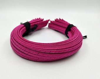 15pcs 5mm Purple Hot Pink Satin Ribbon Covered Wrapped Metal(Steel) Headbands