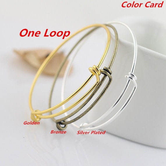 Wholesale 20pcs 65mm Silver Plated/Silver tone/Bronze/Golden Fabulous Solid Brass Adjustable Basic Bangles Wired Blank Bracelet Findings