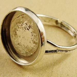 Wholesale 50pcs Fashion Vintage Ring Bases Blanks,14mm Antique Bronze/Antique Silver tone Cabochon Rings