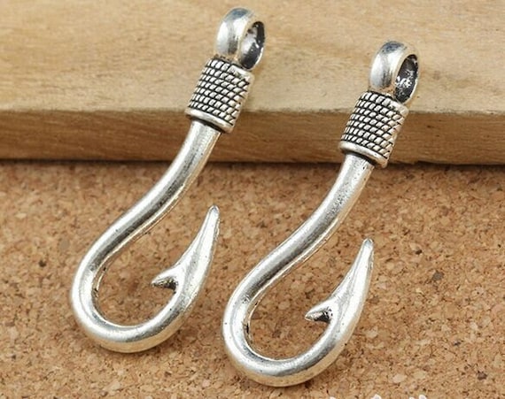 Wholesale 50pcs Antique Silver Tone/antique Bronze Fish Hook Bracelet  Connector Pendant Charm/finding -  Israel