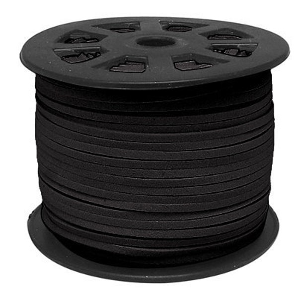 Wholesale-100Yds Black faux suede cord, 3mm, black faux suede cord for bracelets 3mm