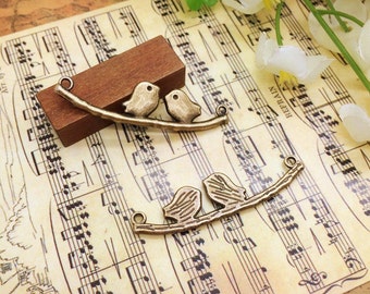 Wholesale 100pcs 42MM*11MM Antique Silver tone/Antque Bronze Peace Branch &Bird Connector Charms Findings