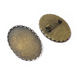 Wholesale  50pcs Dark Silver tone/Bronze Lace Border Brooch Setting Charm/Finding,Base Setting Tray,Fit 30mmx40mm Cabochon/Cameo