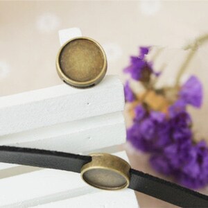 Wholesale 100pcs Antique Silver tone/Bronze Round Bracelet and Necklace Slider Beads,Base Setting Tray Bezel,For 12mm Cabochon/Picture/Cameo
