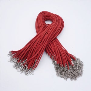 Wholesale 100pcs 16inch-18inch Adjustable Red Korea Faux Suede Leather Necklace Beading Cord String Rope,DIY Beading Cord