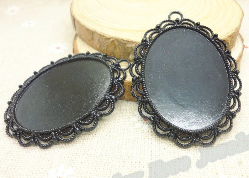 Wholesale 20pcs Black Large Oval Pendant Trays 30mmx40mm Etsy