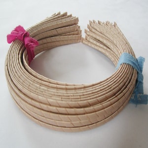 15pcs 5mm Beige Satin Ribbon Covered Wrapped Metal(Steel) Headbands