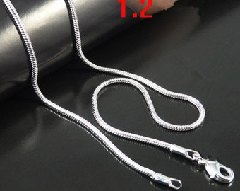 Venta al por mayor 24 '' 50pcs 1.20mm Silver Plated Snake Chain Necklaces