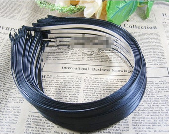 Wholesale  100pcs  10 Colors 5mm Satin Ribbon Sticked Metal(Steel) Headbands