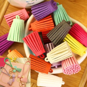 Wholesale 100pcs 15mmx35mm Cell Mobile Phone Straps,Handbag Tassels,Korean Fleece Suede Cord,Chamois Macrame Bag Component Pendant Charm