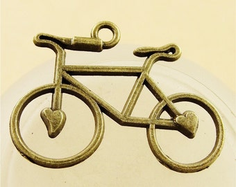 Vente en gros-100pcs Antique Silver tone/Antique Bronze vélo Bracelet connecteur pendentif coeur/trouver