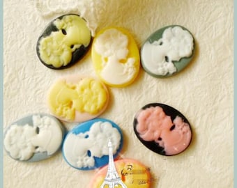 Wholesale-50pcs Muticolor 18mmx25mm Oval Flatback Resin Beauty Skull Cabochon