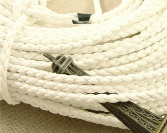 Wholesale 100Yds 3mm Round White Soft Faux Braid Leather Cords String Rope,Jewelry Beading String, For Bracelet & Necklace