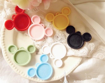 Wholesale-50pcs Mixed Colors Victorian Resin Mickey frame cameo setting flatback cabochon 25mm