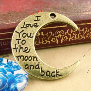 Wholesale 50pcs Antique Bronze/Antique Silver tone/Golden Moon Pendant Charm/Finding