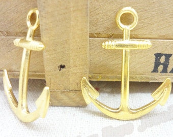 Wholesale 100pcs 31mmx27mm Golden Anchor Bracelet Connector Charms Findings