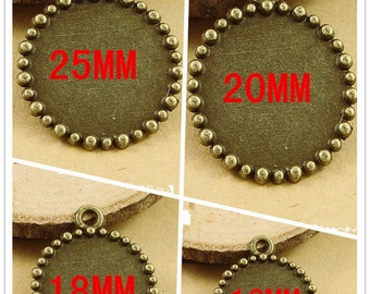 Wholesale 80pcs Antique Bronze Beads Border Base Setting Tray Bezel Pendant Charm/Finding,fit 20mm Cabochon/Cameo