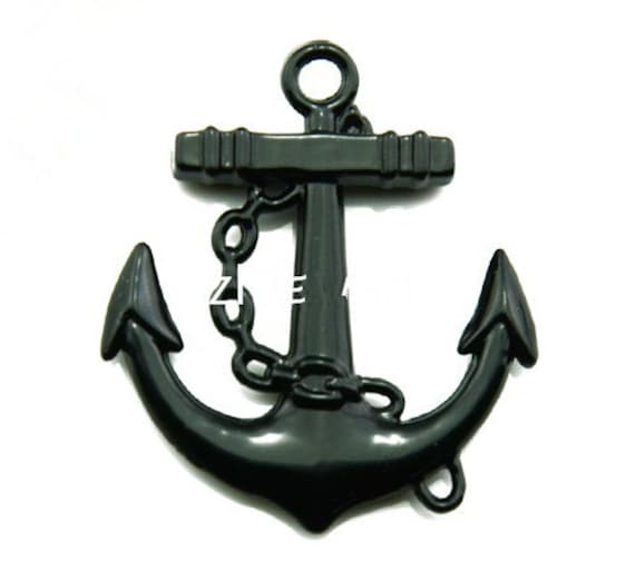 Wholesale 100pcs 31mmx27mm Black Anchor Bracelet Connector Charms Findings