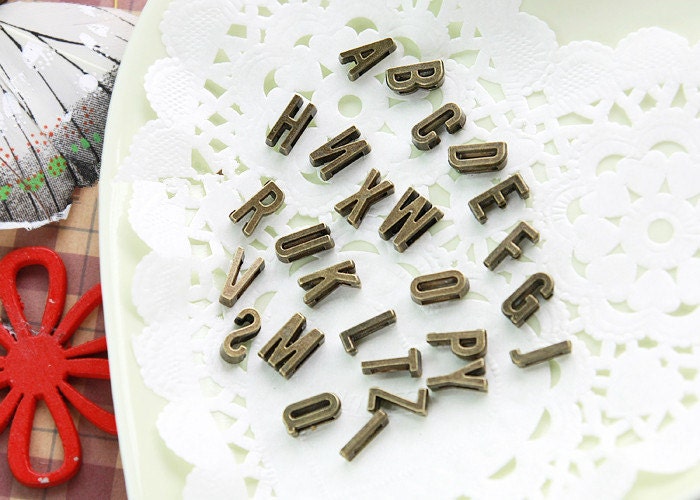 26pcs Antique Silver tone/Antique Bronze Spacer Slider Capital Letter Pendant Charm Finding,for Bracelet,DIY Accessory Jewellry Making