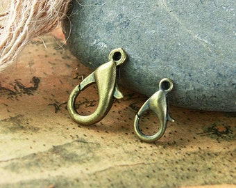 Wholesale-100pcs 10mm Antique Silver tone/ Antique Bronze Lobster Clasp Connector Pendant Charm/Finding, DIY Accessory Jewellry Making