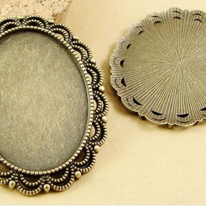 Wholesale-20pcs Antique Silver tone/Antique Bronze Oval Base Setting Tray Bezel Pendant Charm/Finding,fit 30mmx40mm Cabochon/ Picture/Cameo