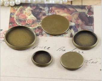 Venta al por mayor 100pcs Antique Bronze Blank Round Base Setting Tray Colgante Charm/Finding, ajuste 12mm Cabochon/ Picture /Cameo