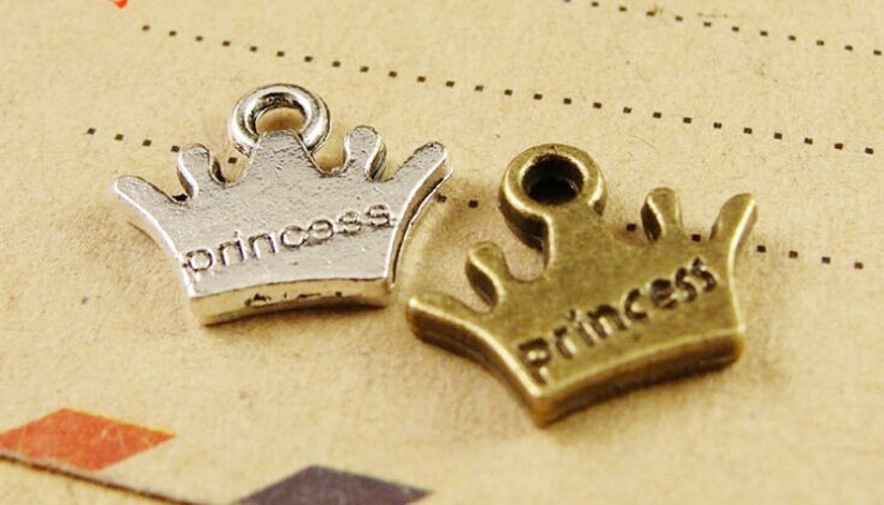 Wholesale 200pcs 12MMX10MM Antique SilverAntique Bronze Princess Crown Pendant Charm Finding,DIY Accessory Jewellry