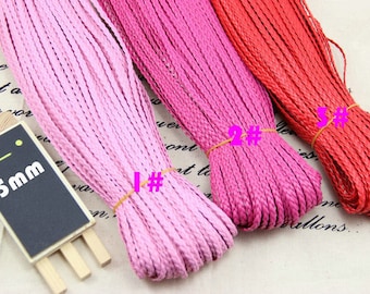 10Yds 5mm Wide Pink Flat Faux Braid Leather Cord, Bracelet Cord, DIY Accessory Cord