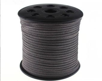 20Yds 3mm Dark gray Faux Leather Suede Cord