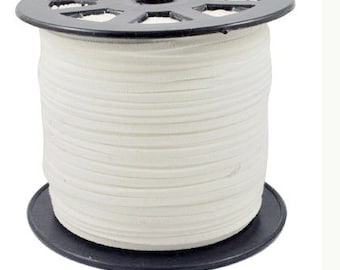 20Yds 3mm  White Faux Leather Suede Cord