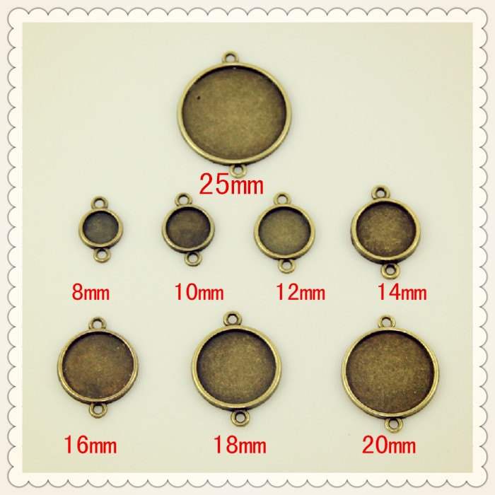 10 Connettori Di Supporto Cabochon Rotondi 10 Mm, Argento