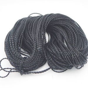 Wholesale 100Yds 3mm Round Black Faux Braid Leather Cords String Rope,Jewelry Beading String, For Bracelet & Necklace
