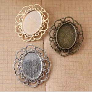 Wholesale 20pcs Antique Bronze/Antique Silver tone  Brooch Back Pin Brooch Setting for 18mmx25mm Oval Bezel Cup Jewelry Findings