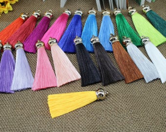 Wholesale 50pcs  80mm Golden Metal Caps Handbag Tassels,Silk Cord,Chamois Macrame Bag Component Pendant Charm