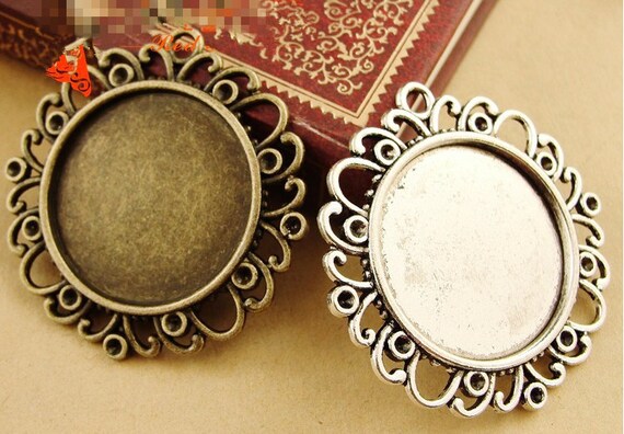 Antiqued Bronze Tone Oval Cameo Setting Charm Pendant 10pcs Inner:40*30mm