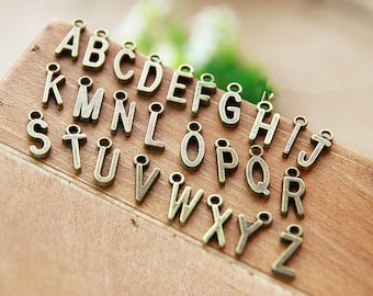 26pcs Antique Silver tone/Antique Bronze Capital Letter Pendant Charm Finding,for Bracelet,DIY Accessory Jewellry Making