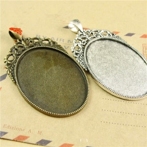Wholesale 20pcs Antique Silver tone/Antique Bronze Pendant Charm/Finding ,Base Setting Tray Bezel,Fit 30mmx40mm Cabochon/Picture/Cameo