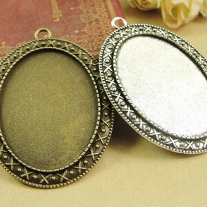Wholesale 20pcs Antique Silver tone/Antique Bronze Pendant Charm/Finding ,Base Setting Tray Bezel,Fit 30mmx40mm Cabochon/ Picture/Cameo