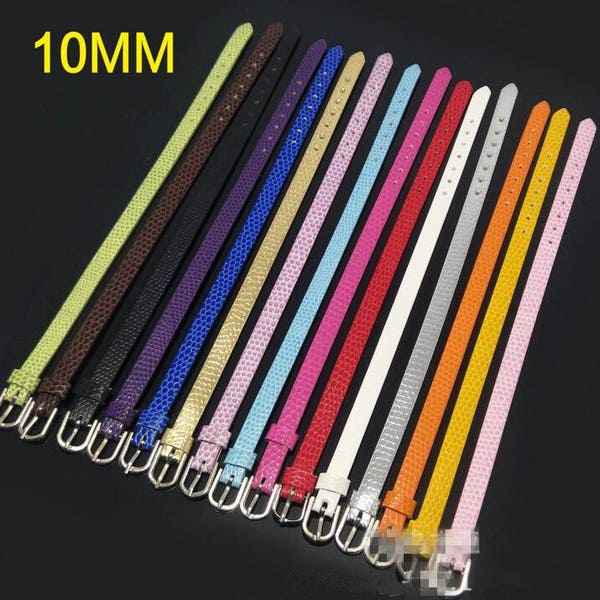 10pcs Adjustable Snake Strap Blank Faux Leather Bracelet Strap Wristbands,Fit 10mm Slide Charm,DIY Bracelet Accessory