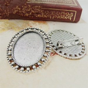 Wholesale 20pcs Handmade Roman Flower Brooch/Pin/Breast Pin Pendant Trays  -18mmx25mm Round Bezel Cabochon Settings - Pendant Tray Blanks