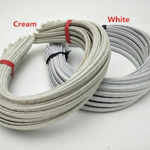 15pcs 5mm Cream Satin Ribbon Covered Wrapped Metal(Steel) Headbands